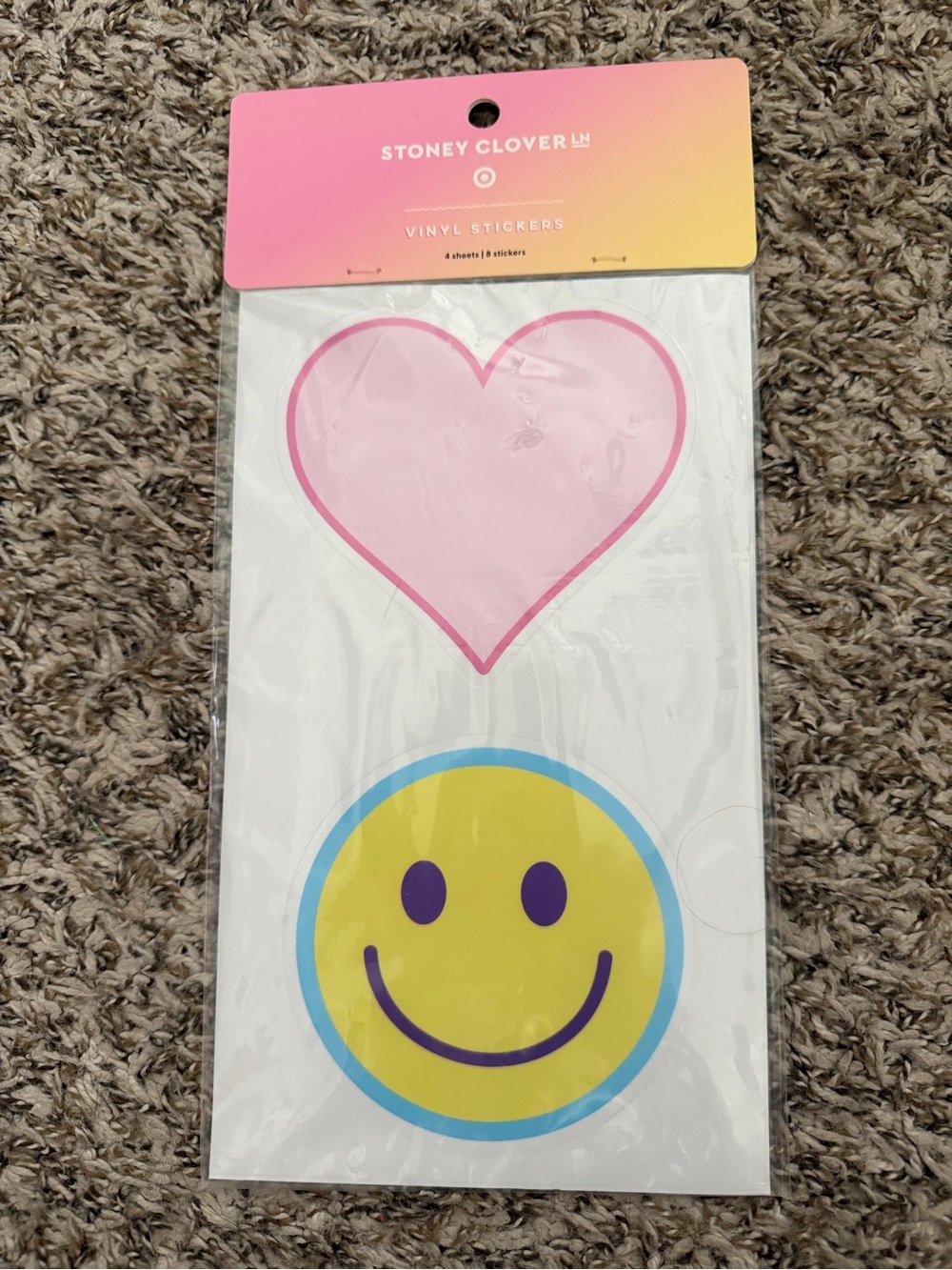 Stoney Clover Lane / Target Pink Heart & Yellow Smiley Vinyl Stickers